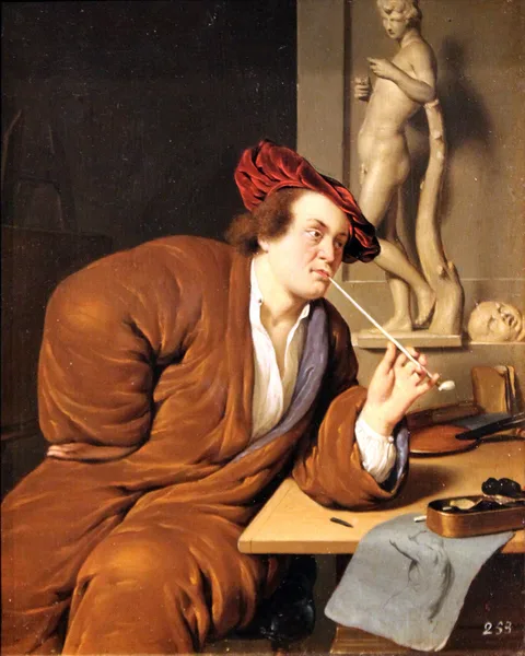 Jan van Mieris, Portrait of a Smoking Artist