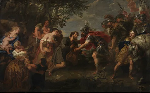 Jan van den Hoecke, Jacob and Esau are reconciled