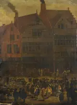 Nicolaas van Eyck, Great Parade and Musket Demonstration of the Antwerp Civic Guard on the Meir at the Huidevettersstraat (fragment)