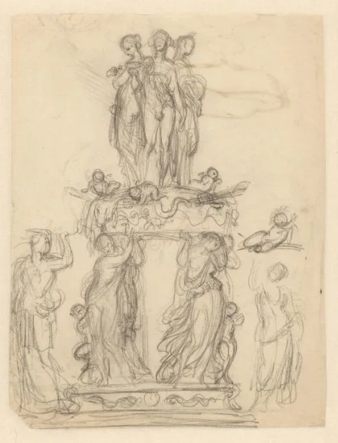 Jean-Jacques Feuchère, Schetsen voor een tafelstuk met mannelijke en vrouwelijke figuren