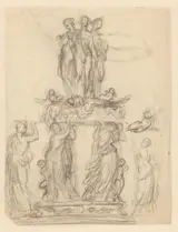 Jean-Jacques Feuchère, Schetsen voor een tafelstuk met mannelijke en vrouwelijke figuren