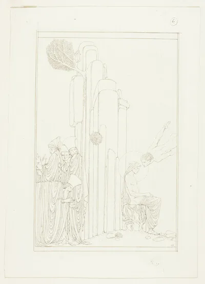Charles Ricketts, The Hermit; illustration for Oscar Wilde's 'The Teacher of Wisdom'