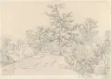 Jacques Raymond Brascassat, Landschap met geknielde man op de voorgrond
