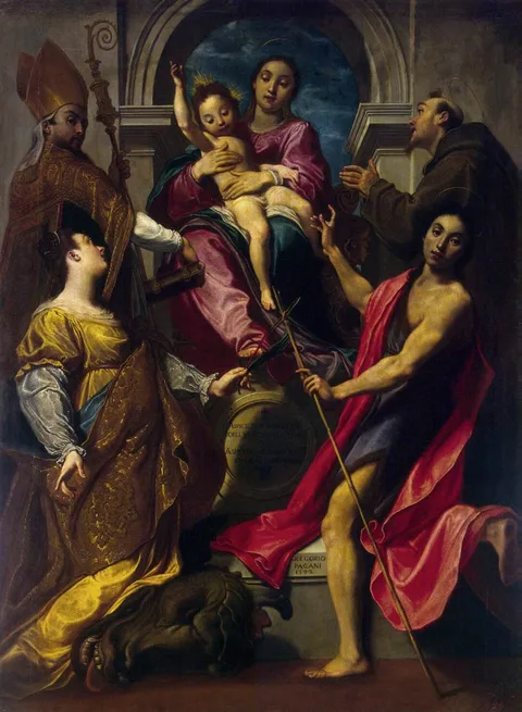 Gregorio Pagani, Madonna and the Child with St Francis of Assisi, St John the Baptist, St Gregory the Great and St Margaret of Cortona