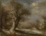 Gijsbrecht Leytens, Snowy Landscape with Gypsies