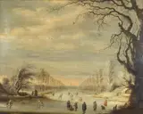 Gijsbrecht Leytens, Winter Landscape with Skaters