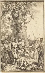 Gabriel de Saint-Aubin, Heroic Act of a Father Who Sacrifices for  His Son (Trait heroique d'un pere qui se sacrifie pour son fils)