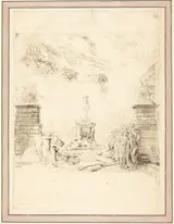 Gabriel de Saint-Aubin, Allégorie sur l'Erection de la Statue de Louis XV (Allegory on the Establishment of a Statue of Louis XV)