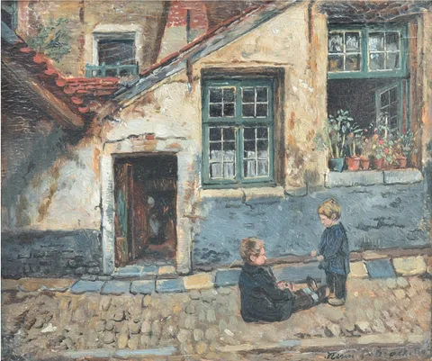 Henri de Braekeleer, Children in a courtyard