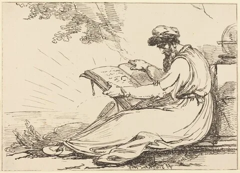 Henry Singleton, Oriental with Beard, Reading a Book