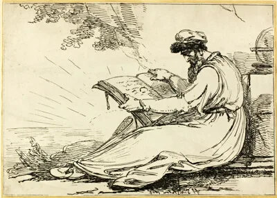 Henry Singleton, Oriental with a Beard, Reading a Book