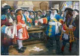 Charles William Jefferys, Frontenac receiving the envoy of Sir William Phipps demanding the surrender of Quebec, 1690.