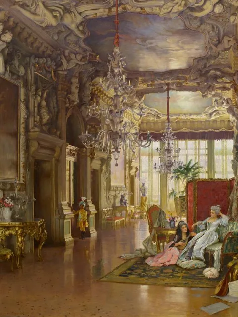 William Logsdail, A Venetian Interior of the 18th Century