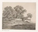 Jean Achard, Landschap met bomen en herders