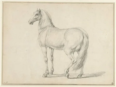 Charles Parrocel, Ontzadeld paard, naar links