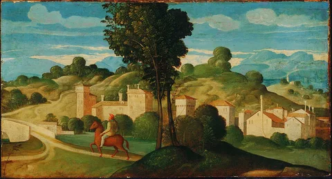 Girolamo da Santacroce, Landscape with Rider