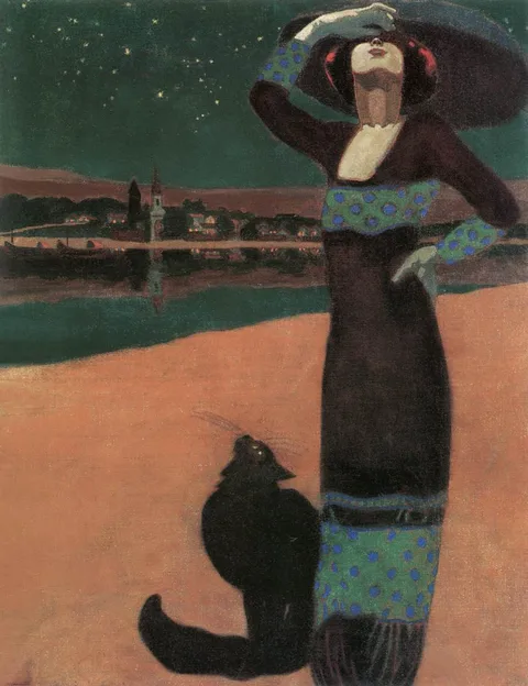 Géza Faragó, Slim Woman with a Cat