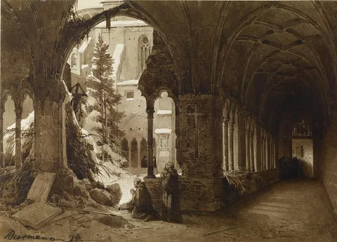 Karl Eduard Biermann, Monks at Prayer in a Cloister
