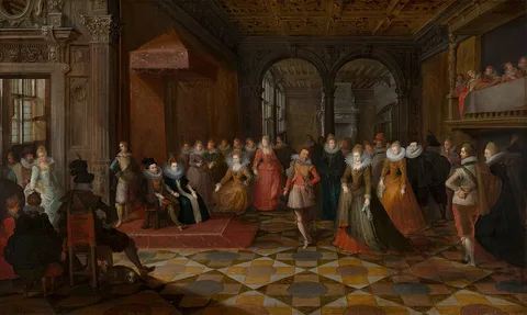 Paul Vredeman de Vries, Ballroom Scene at a Court in Brussels