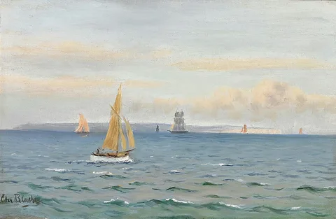 Christian Blache, Numerous ships in the Sound on a calm day.