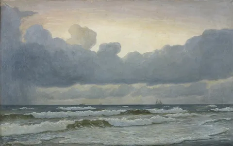 Christian Blache, A view over the ocean with sailing- and motorships.