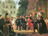 Gustav Graef, The East Prussian Militia Takes to the Field in 1813 after Receiving a Blessing in the Church