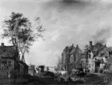 Hendrik-Frans De Cort, Village Scene on a River