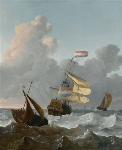 Wigerus Vitringa, Man of War and smaller ships in rough seas