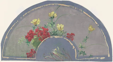 Henri Guérard, Fan with Poppies