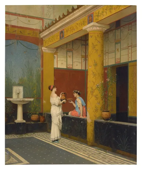 Luigi Bazzani, A Pompeiian Courtyard
