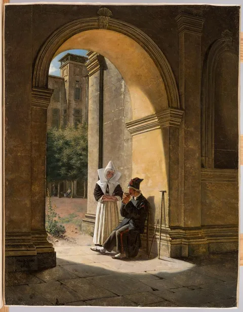 Claudius Jacquand, A Nun Cares for a Soldier in a Cloister