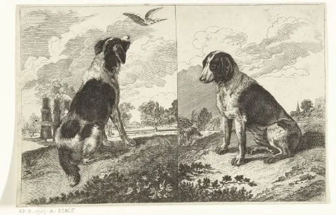 Gerrit van Battem, Twee zittende honden