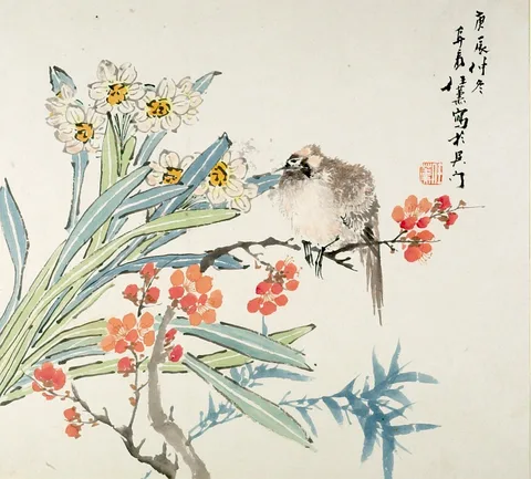 Ren Xun, Narcissus, Plum Blossom, Bamboo, and Bird