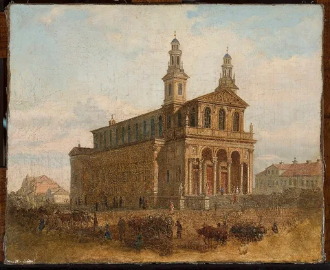 Feliks Brzozowski, View of St. Carlo Borromeo Church in Warsaw