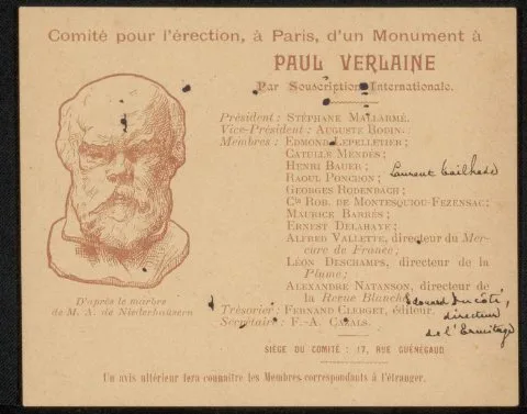 Frédéric-Auguste Cazals, Biljet uit archief Philip Zilcken