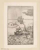 Daniel Rabel, Zeegezicht met een eiland, schepen en een stad