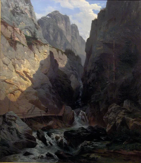 François Roffiaen, Narrow pass and mountain river at Kesselbach, Bavaria