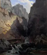 François Roffiaen, Narrow pass and mountain river at Kesselbach, Bavaria