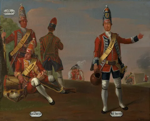 David Morier, Grenadiers, 16th and 17th Regiments of Foot, and Grenadier and Drummer, 18th Royal Irish Regiment of Foot, 1751