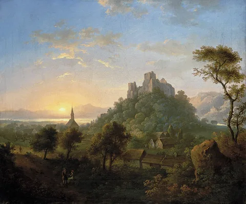 Antoni Lange, View of the ruins of a castle of Janowiec