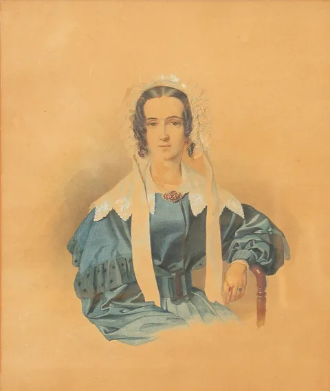 Edvard Lehmann, Portrait of a young woman wearing a blue dress.