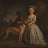 Bartholomew Dandridge, A Young Girl with an Enslaved Servant and a Dog