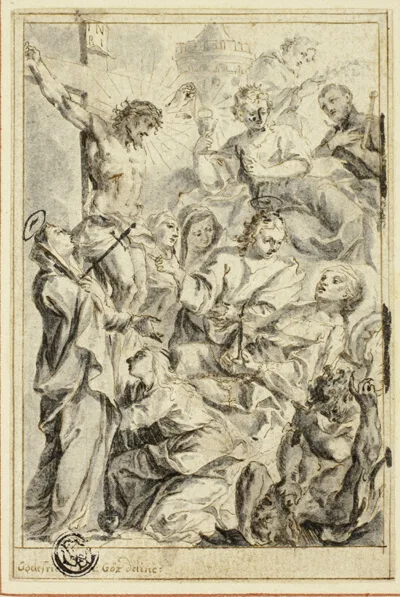 Gottfried Bernhard Göz, Dying Man Being Consoled by Christ on the Cross, Virgin and Saints
