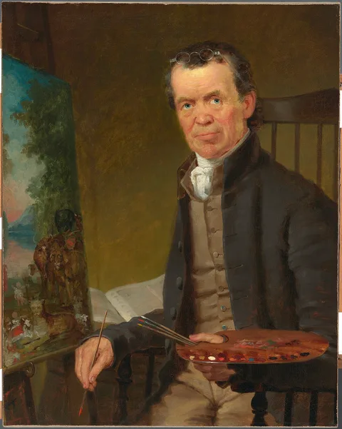 Thomas Hicks, Portrait of Edward Hicks Painting the Peaceable Kingdom