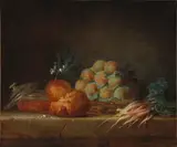 Anne Vallayer-Coster, Still Life with Brioche, Fruit and Vegetables