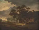 Nicolaes de Vree, Nobleman on horseback in front of a farm