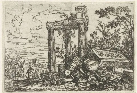 Jonas Umbach, Ruïnelandschap met de vlucht naar Egypte