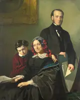 Jacob Spoel, Mrs A J Schmidt Keiser, widow of the painter Willem Hendrik Schmidt (1809-49), the teacher of Jacob Rinse with her brother Y N Keiser and her ten-year-old son