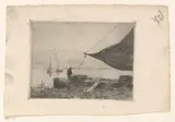 Cornelis Vreedenburgh, Man op een aangemeerde zeilboot op een meer