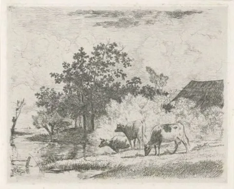 Dirk van Lokhorst, Grazende koeien bij beek